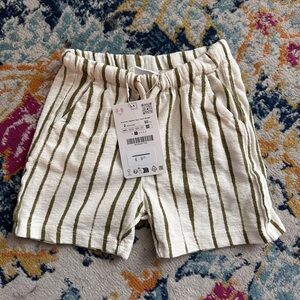 Zara Kids Striped Green and Cream Shorts